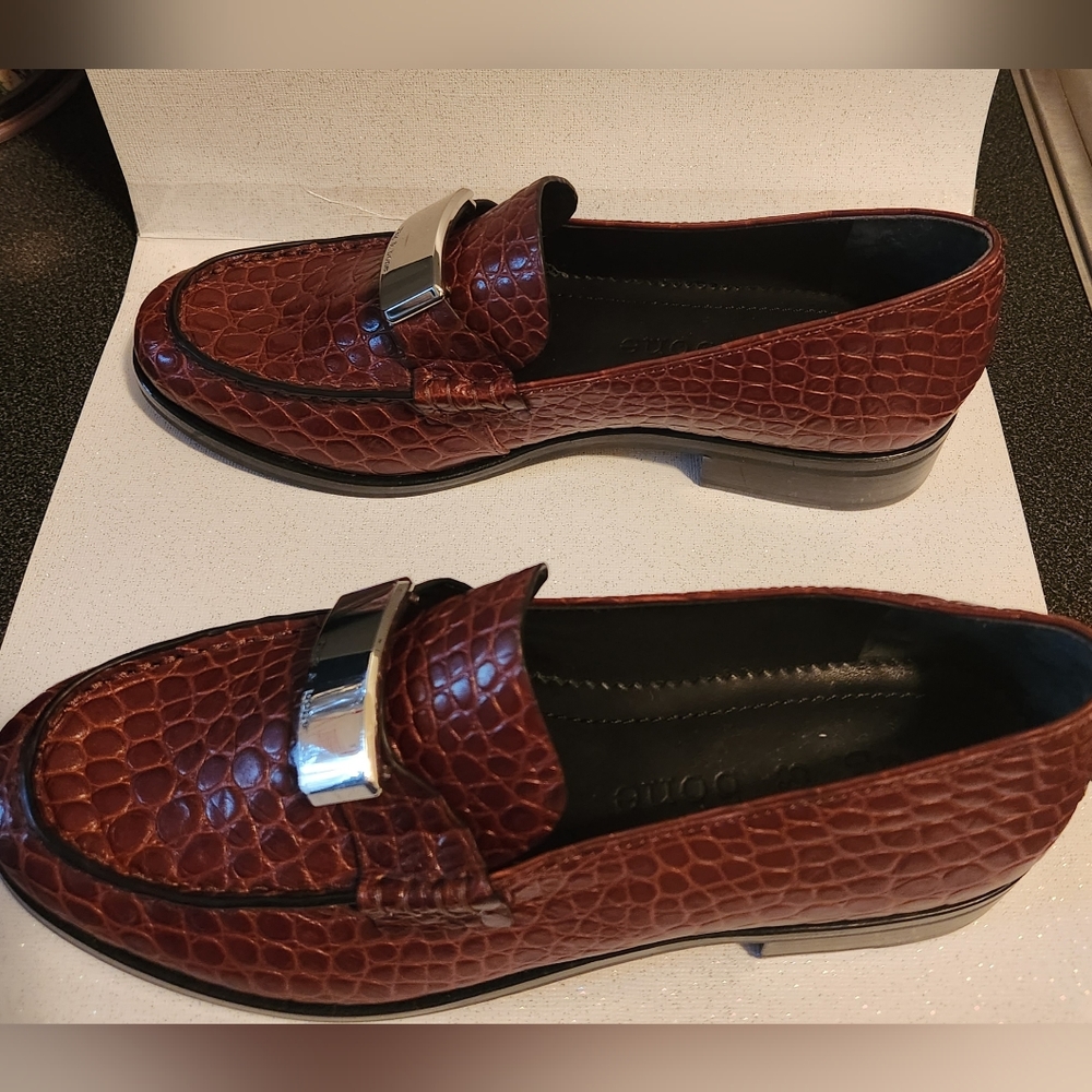 Rag & Bone Canter Croc Brown Leather Loafer 9 1/2